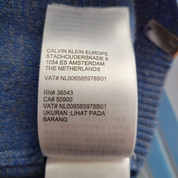 Calvin Klein Sweater Women's Large Blue V-Neck Merino Wool Blend Ombre Stripe - Picture 8 of 8